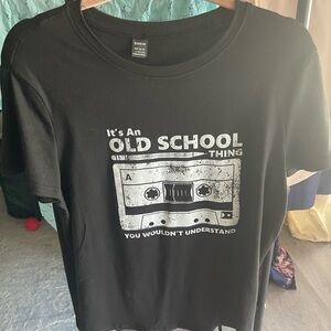 SHEIN Black women’s T-Shirt with Retro Cassette Graphic